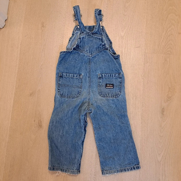 Vintage Old Navy 2003 Y2K Baby Toddler Unisex Denim Button Up 2T Overalls - Picture 3 of 9